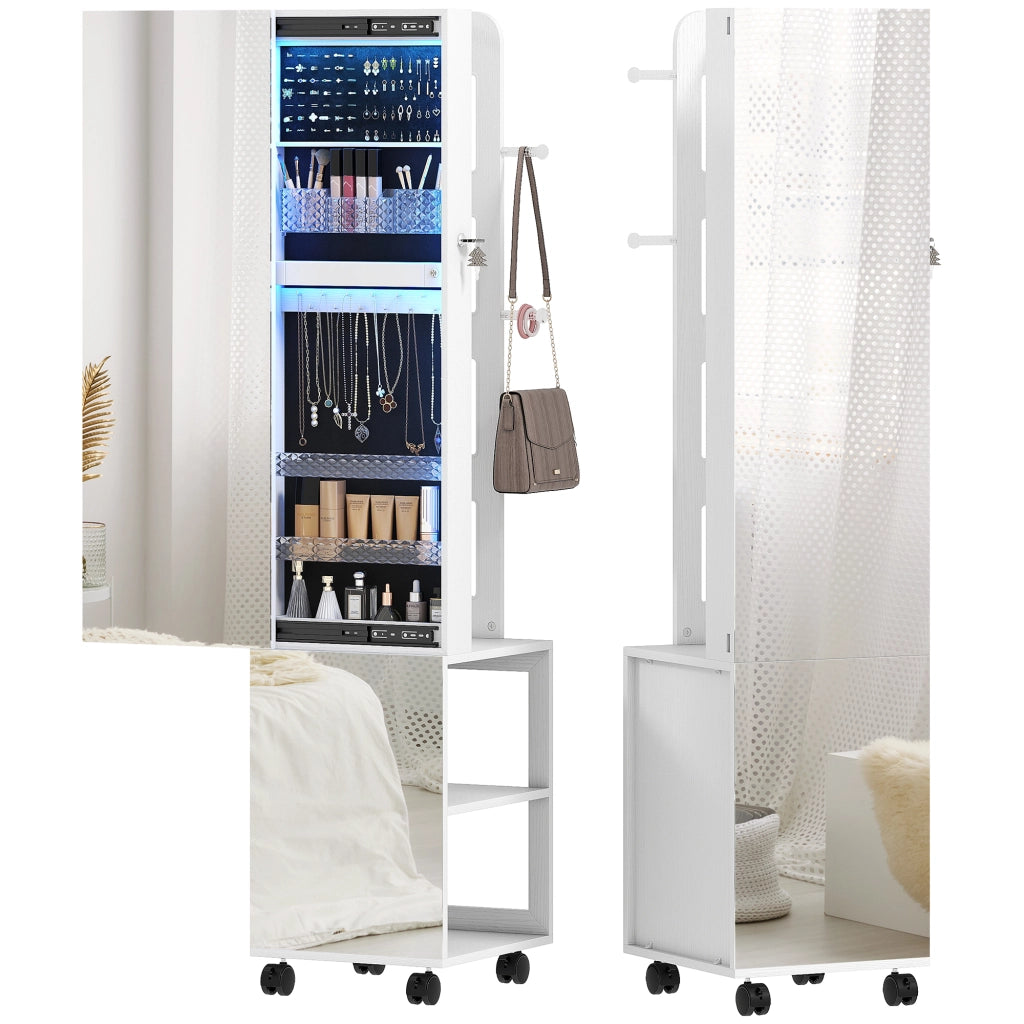 Armadio con specchio e illuminazione LED ¨C zephmum ¨C bianco, nero, 37x40x165.5cm