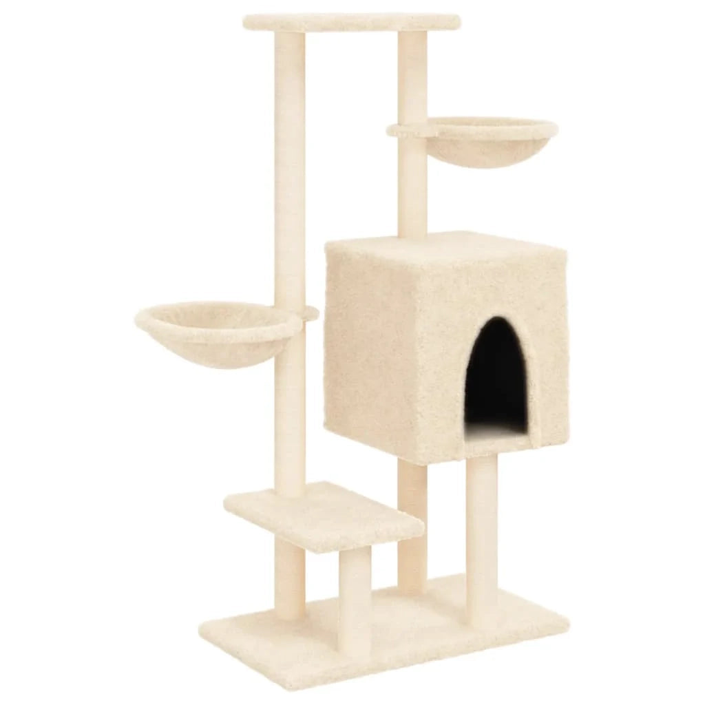 Tiragraffi per gatti torre per arrampicata giocattolo piattaforma per arrampicata con tiragraffi in sisal 117 cm crema 02_0022460