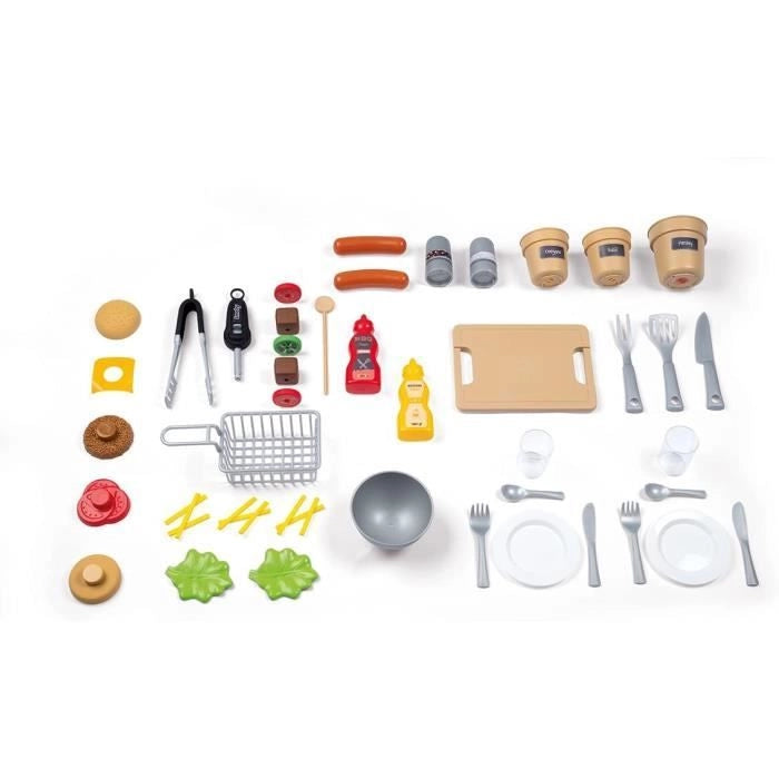 Smoby - Cucina da Giardino - Cucina da Esterno Evolutiva - Griglia Con Fiamme Magiche A Scomparsa - 40 Accessori