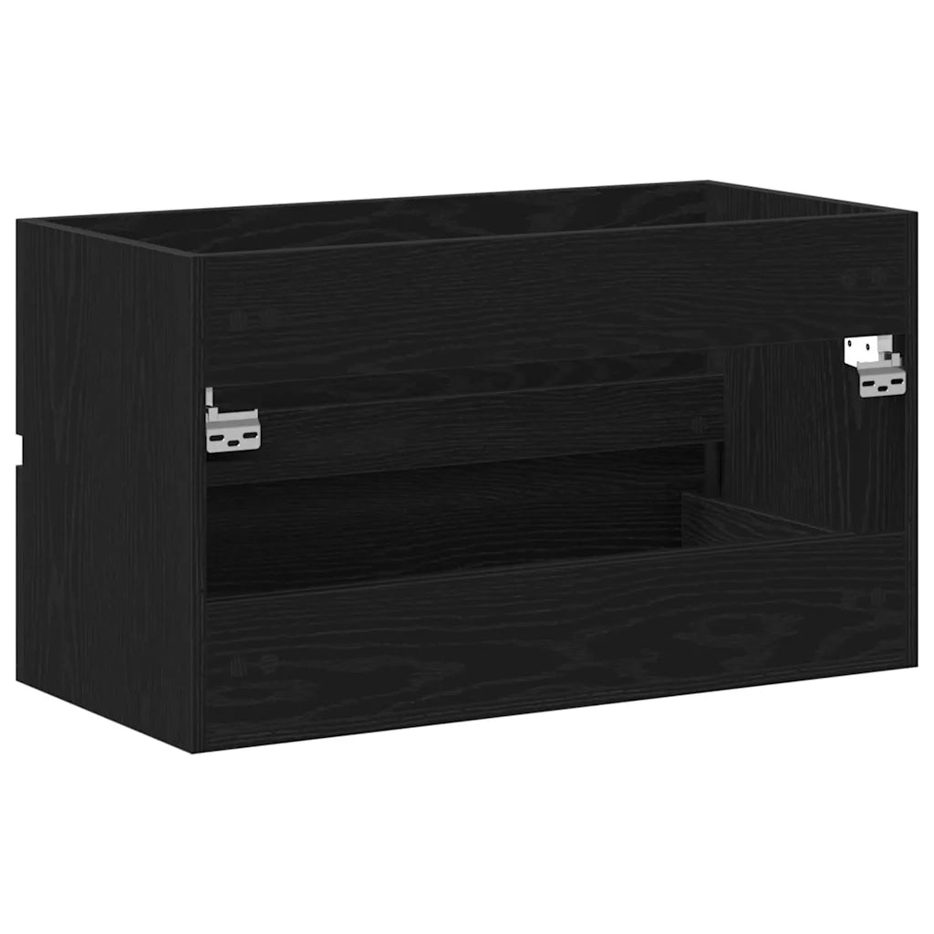 Mobile Lavabo-Armadietto da bagno Rovere Nero 80x38,5x45 cm in Legno Multistrato