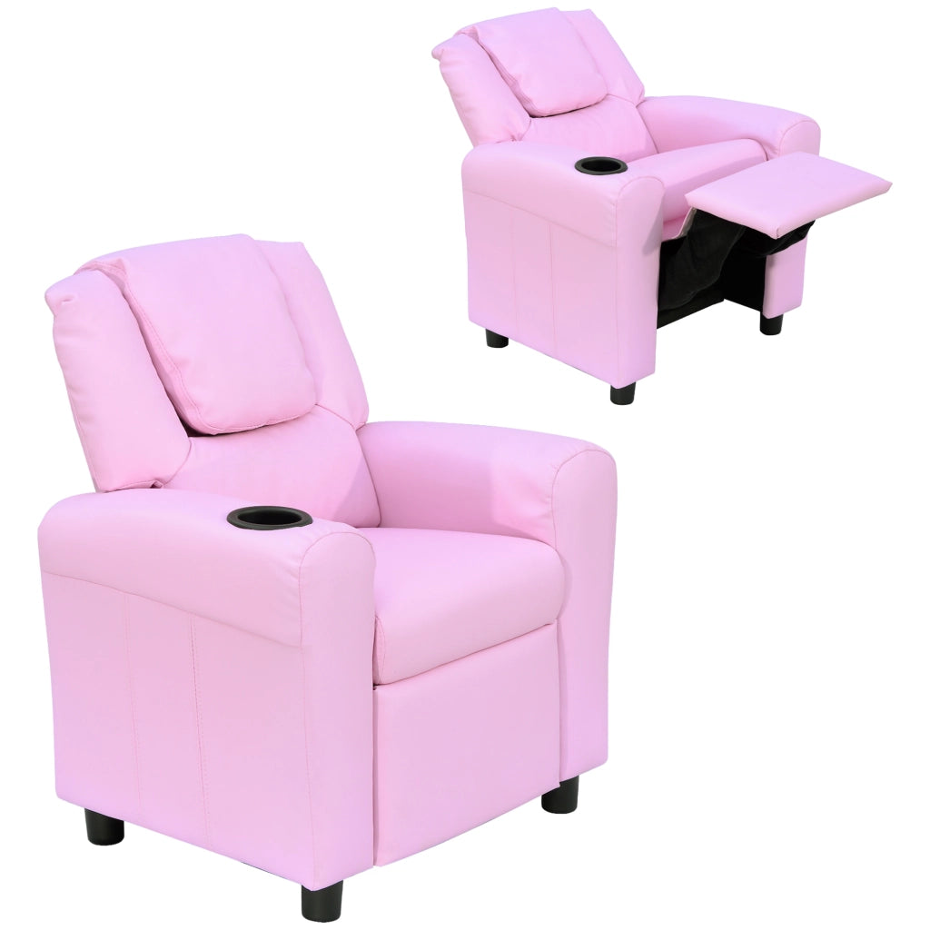 Divanetto per bambini ¨C zephmum ¨C rosa con braccioli e porta bevande