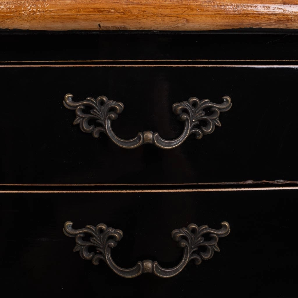 Credenza in legno dipinto a mano nero 115x45x83h cm
