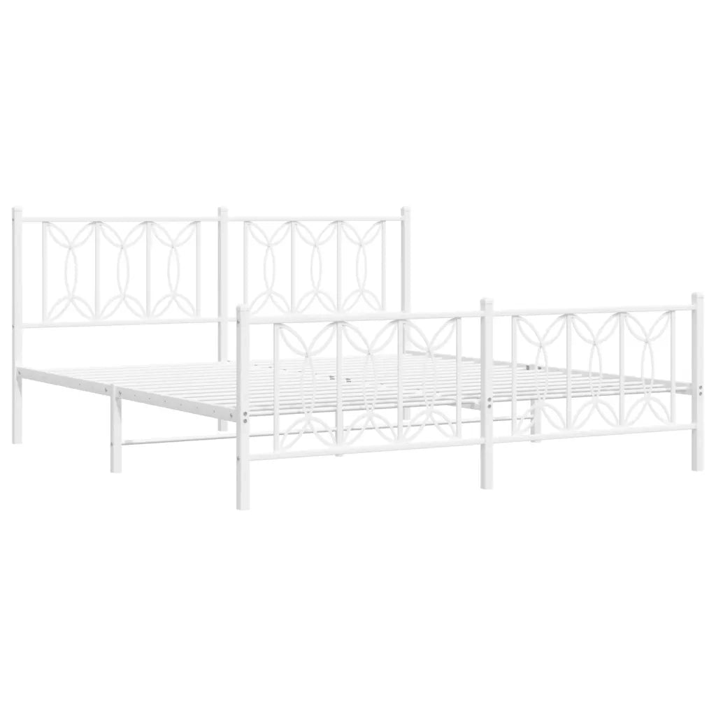 Giroletto con Testiera e Pediera-Struttura Letto Metallo Bianco 183x213 cm 895354