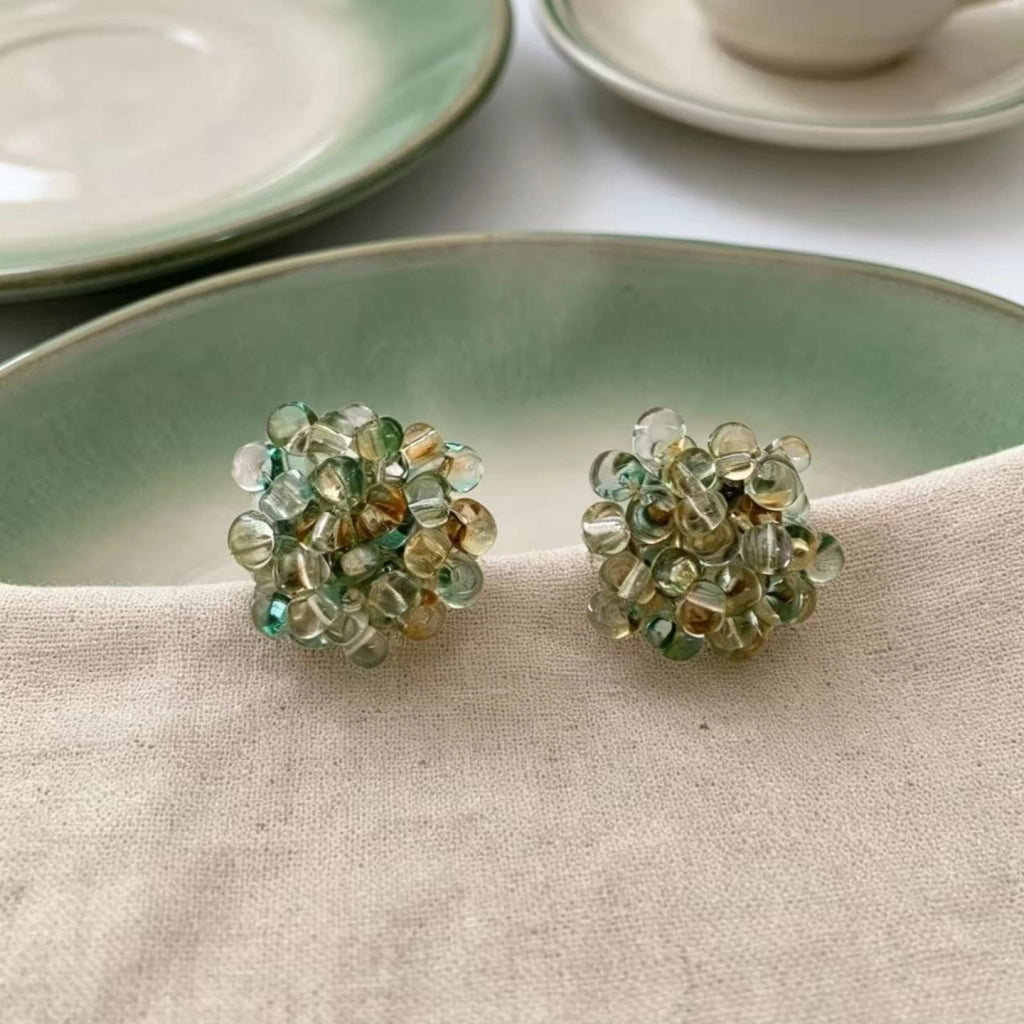 Orecchini a forma di fiore con perline ciano, di nicchia, delicati, da sogno, accessori per orecchini