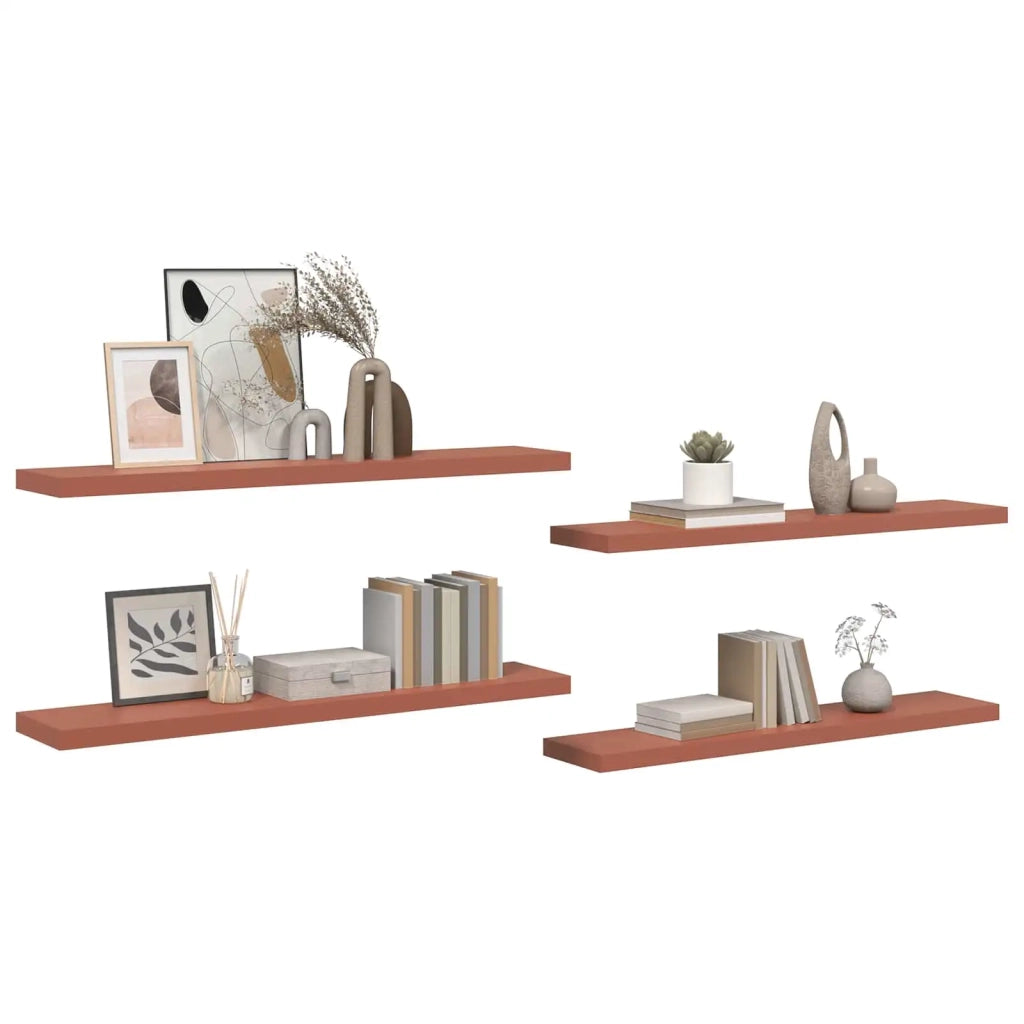 4 pz Scaffale da parete | Ripiano a parete | Mensola a parete Rosso 120 x 23,5 x 4 cm