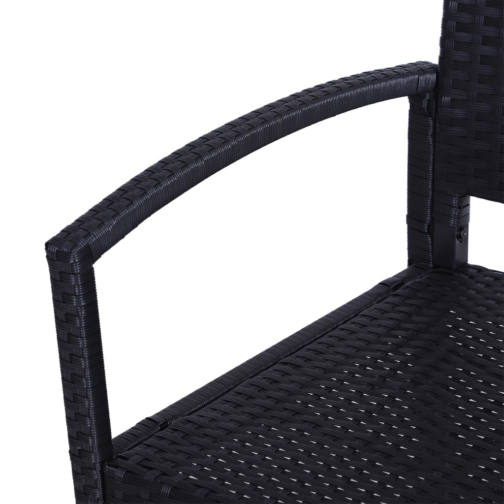 Panchina da giardino 2 posti in polyrattan ¨C zephmum ¨C nero, acciaio, 122x60x85cm
