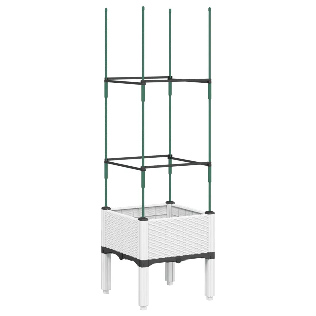 Fioriera da Giardino con Traliccio Bianco 40x40x142,5 cm in PP 367949