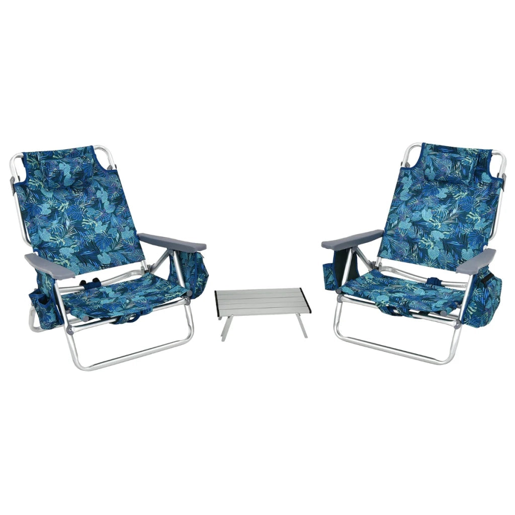 Set 2 sedie da spiaggia pieghevoli da campeggio 60/101 x 68 x 29/84 cm schienale regolabile in PVC impermeabile colorato 20_0019610