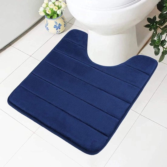 Pavimento Antiscivolo in Memory Foam con Foro 50 x 60 cm, Asciugamano per Bagno Absorbente in Posizione Verticale, Asciugamani per Bagno da Bagno Lavabili per la Cucina, Blu Marina