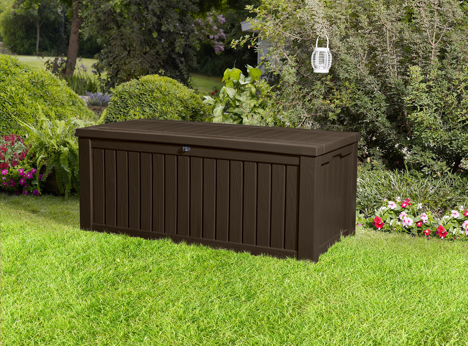 Baule Cassapanca da Esterno 155x64,4x72,4 cm in Resina Keter Rockwood Marrone