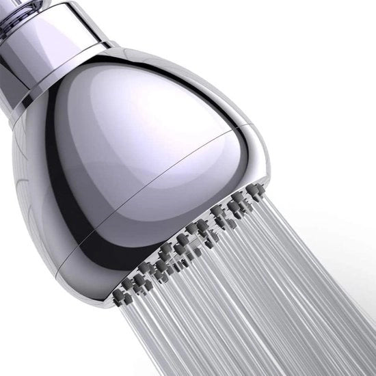 Regolatore di acqua per doccia a getto unico 3 pollici universale con sistema di risparmio d'acqua duraturo, risparmia il 25% di acqua con totale comfort del getto, ABS cromato.