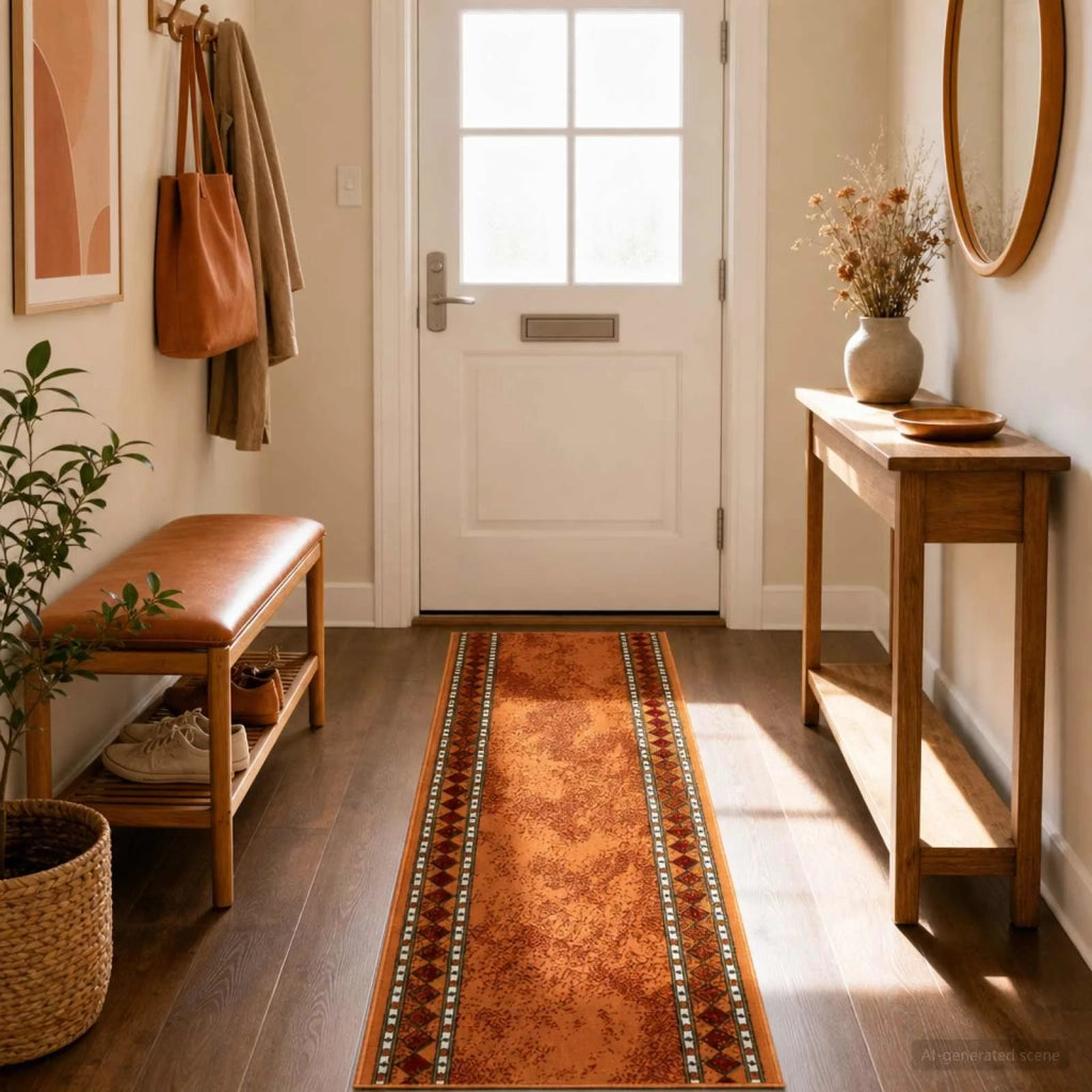 Tappeto Runner FLORNES Tessuto Arancione 80 x 400 cm PP 7 mm 42057224