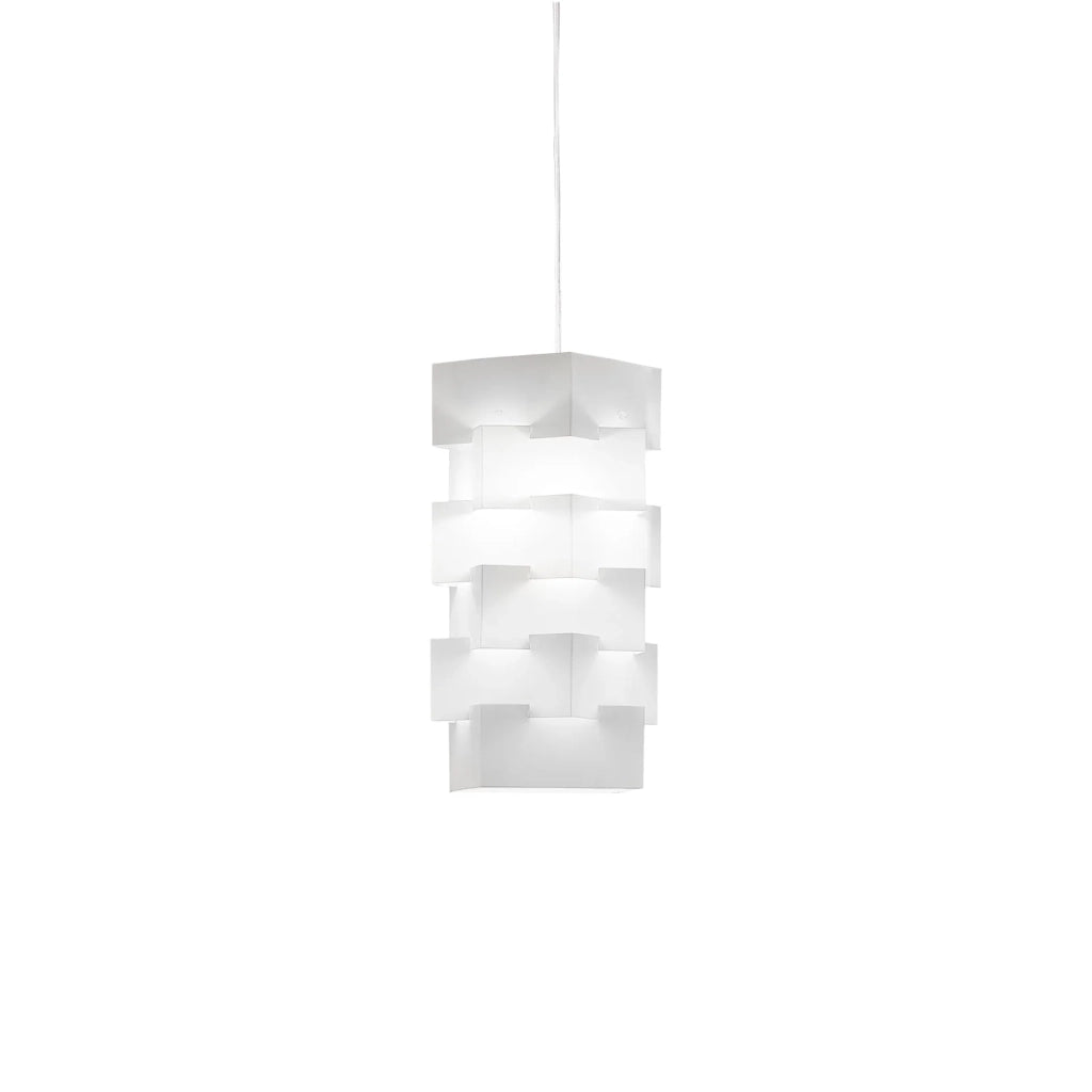 Sospensione Moderna Building Polilux ® Bianco E Metallo Cromo 1 Luce E27
