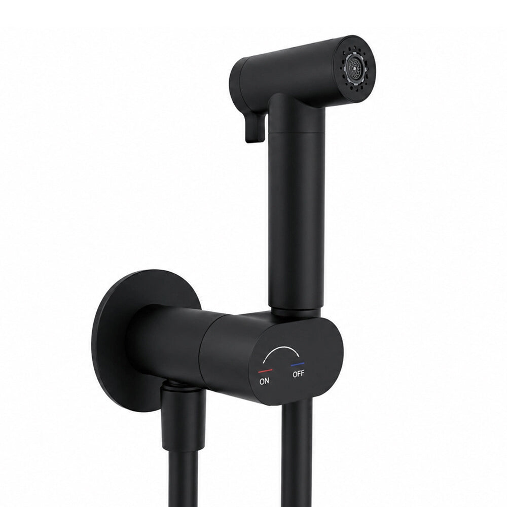 Idroscopino per wc e bidet nero tondo con miscelatore e kit doccino