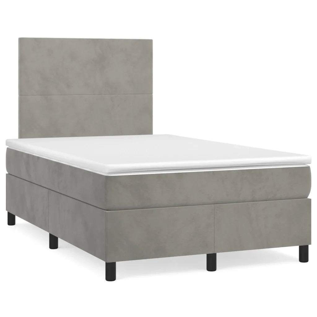 Giroletto a Molle con Materasso Grigio Chiaro 120x200cm Velluto 3142893