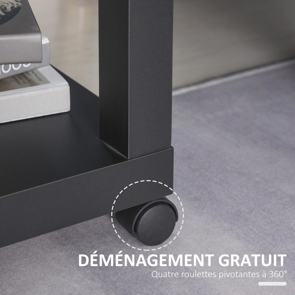 Tavolino da caff¨¨ con ruote e scaffale aperto ¨C zephmum ¨C 40x40x40 cm legno naturale e nero