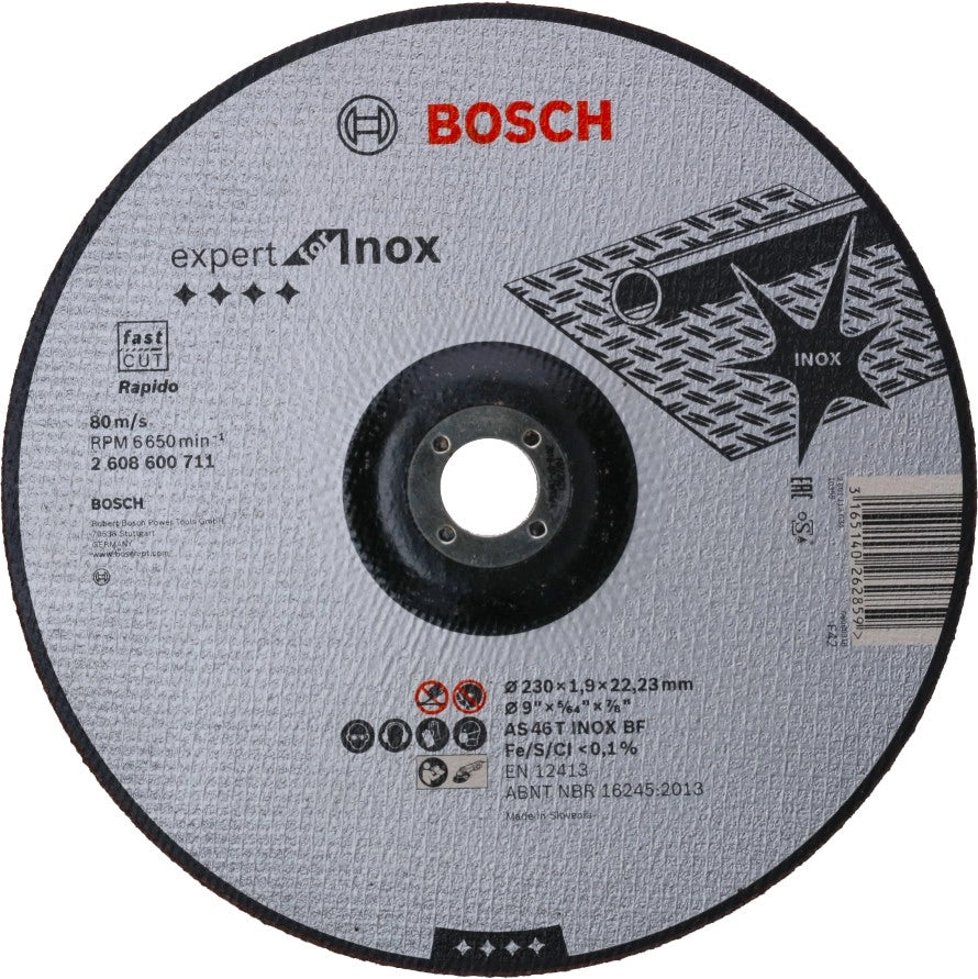 2608600711 - Mola da taglio a centro depresso Expert for Inox – Rapido AS 46 T INOX BF, 230 mm, 1,9 mm