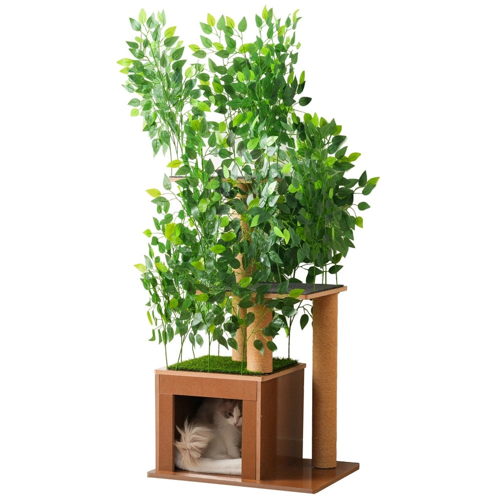 Albero tiragraffi per gatti - Zephmum- 158 cm, 3 piattaforme, fori per gatti, materiale resistente