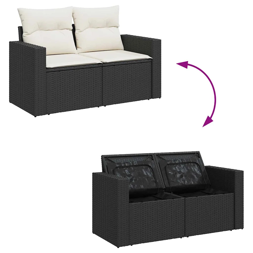 Set Divano da Giardino 13 pcs Nero e Crema polyrattan 3363595