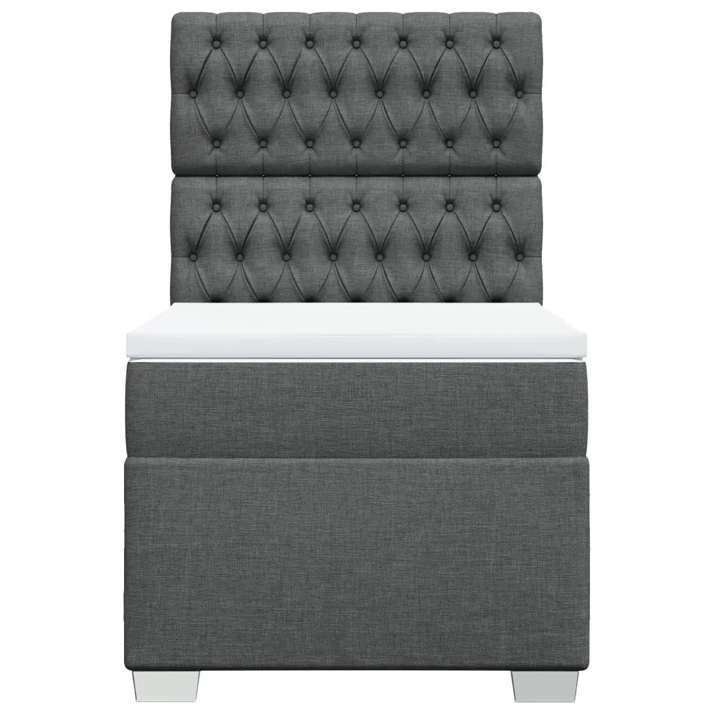 Giroletto a Molle con Materasso Grigio Scuro 100x200 cm Tessuto