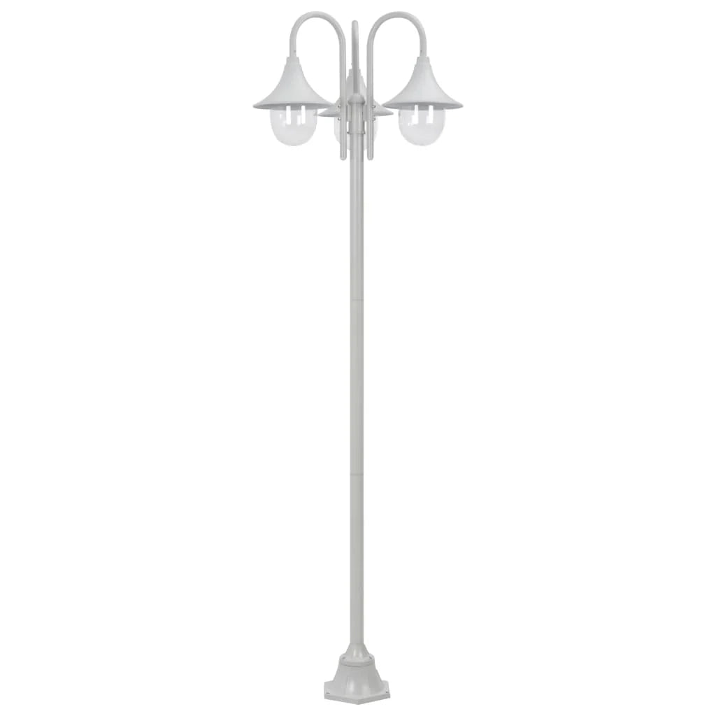 Lampada da terra da giardino E27 220 cm alluminio 3 lanterne bianco 02_0042540