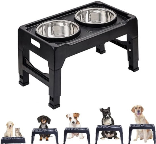 Piatto per cibo per cani con altezza regolabile, bacino per cibo impermeabile all'acqua per cani, piatto per cibo in acciaio inox con superficie antiscivolo, adatto a cani di tutte le dimensioni, modello dog bowl stand.