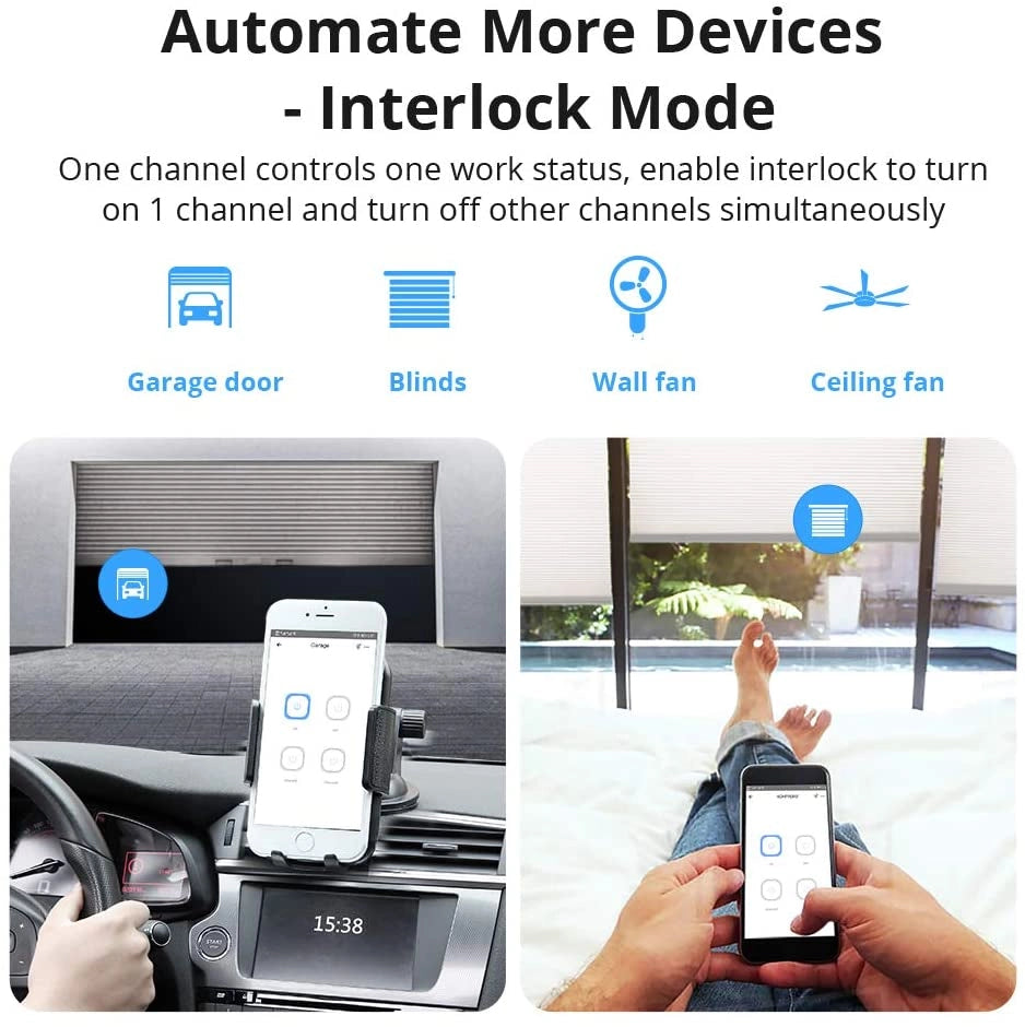 SONOFF 4CHPROR3  Interruttore universale smart switch WiFi controllo 4Ch linee indipendenti con temporizzazione guida DIN