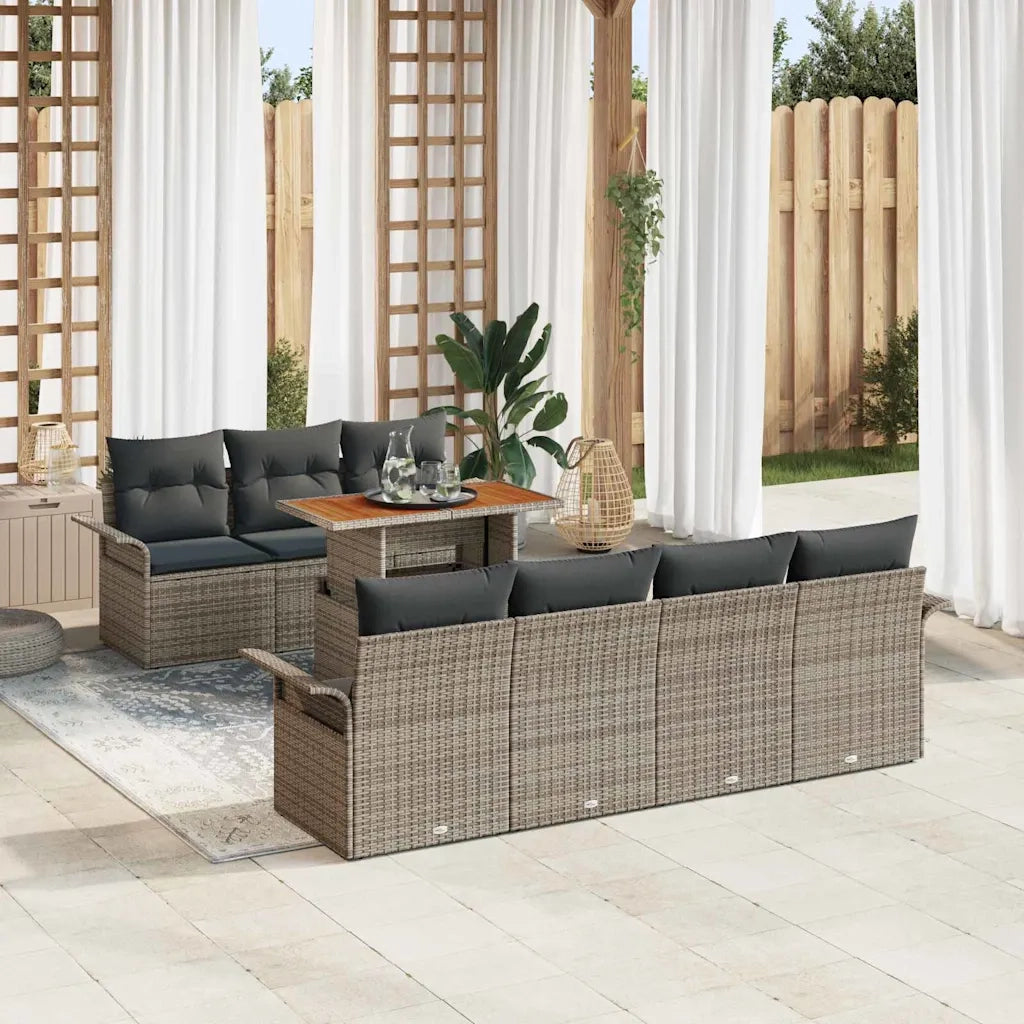 Set Divano da Giardino con cuscino 8 pcs Grigio 3349292