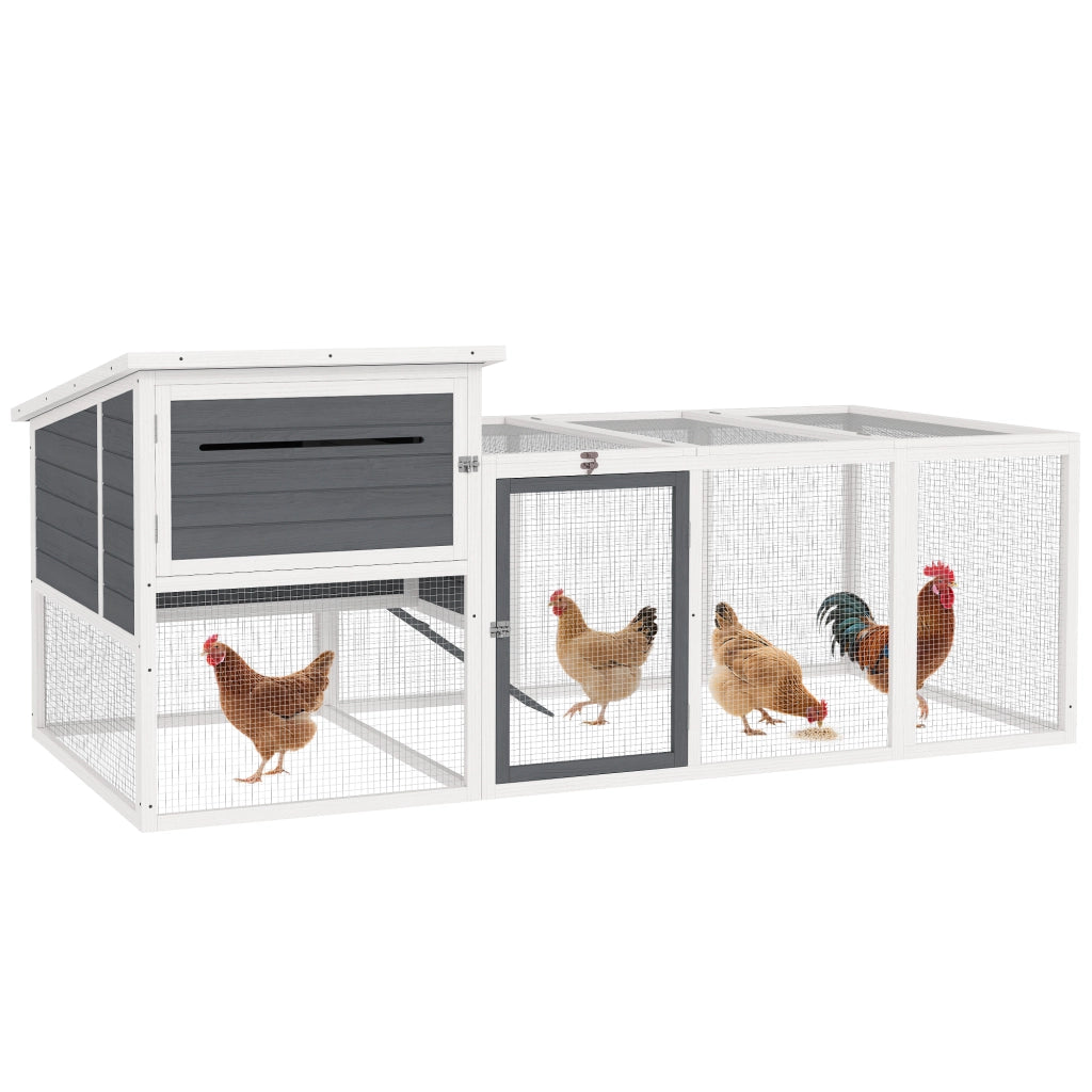 Pollaio per Galline con Casetta e Nido ¨C Zephmum ¨C Grigio 214x101x92cm