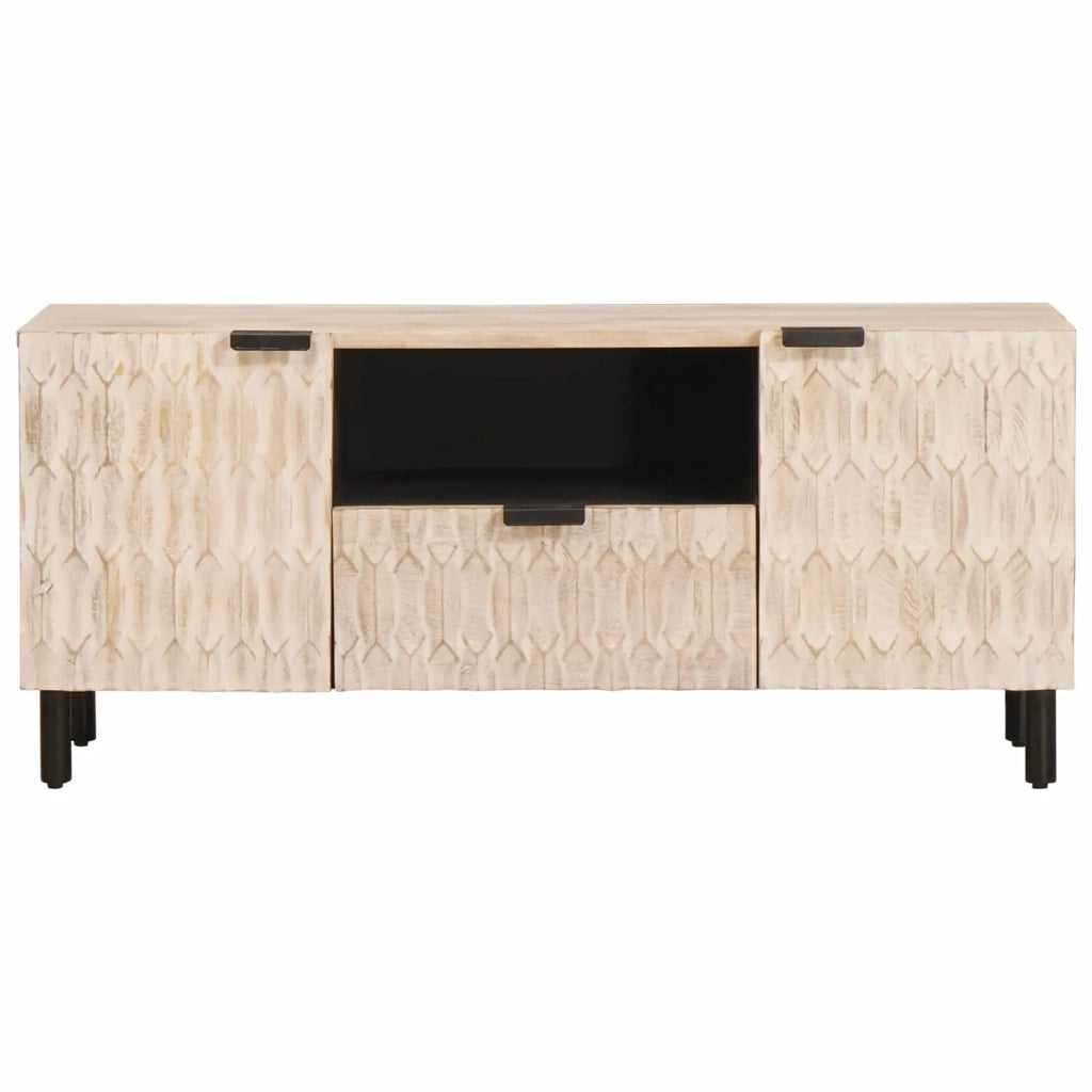 Mobile TV | Armadietto TV | Mobile Porta TV con cassetto Finitura Bianco Lavato 105 x 33 x 46 cm