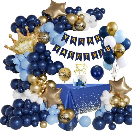 Decorazione di compleanno blu marino oro - Slinga di compleanno decorazione palloncini - palloncini di compleanno - decorazioni di festa di compleanno