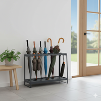 Portaombrelli Design Moderno Rettangolare Capienza 17 Ombrelli in Acciaio Antracite