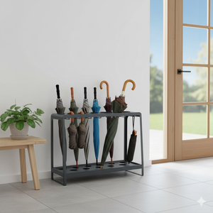 Portaombrelli Design Moderno Rettangolare Capienza 17 Ombrelli in Acciaio Antracite