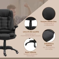 Sedia da Ufficio Massaggiante a 6 Punti e Riscaldata, Altezza Regolabile e Funzione Dondolo, Nero