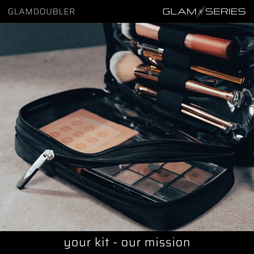 GlamSeries GlamDoubler borsa per trucco 230 x 120 x 100 mm, beauty case per trucchi con 4 scomparti trasparenti