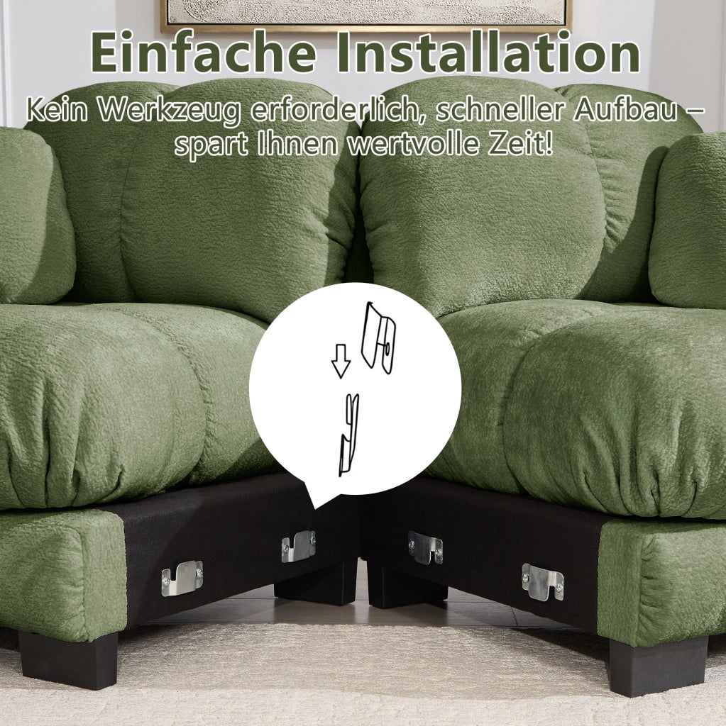 Divano modulare in chenille 190x86x90 cm; verde
