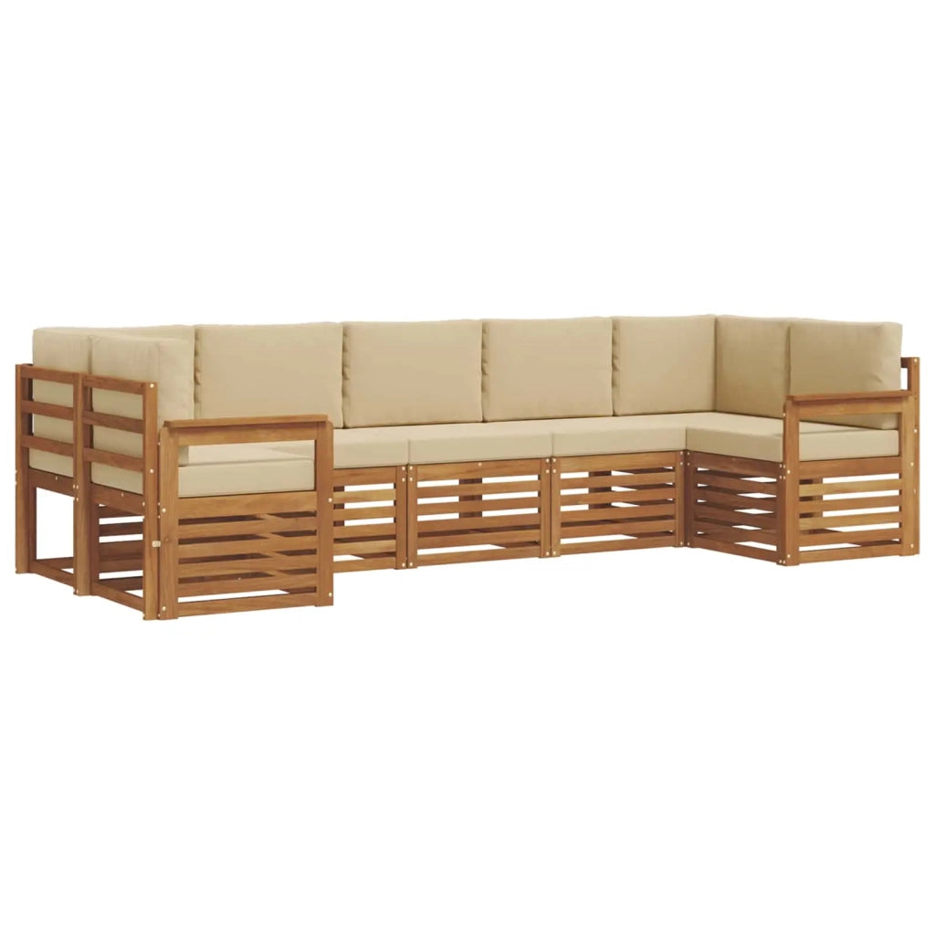 Set di divani da esterno 7 pz Naturale e Beige 3375398