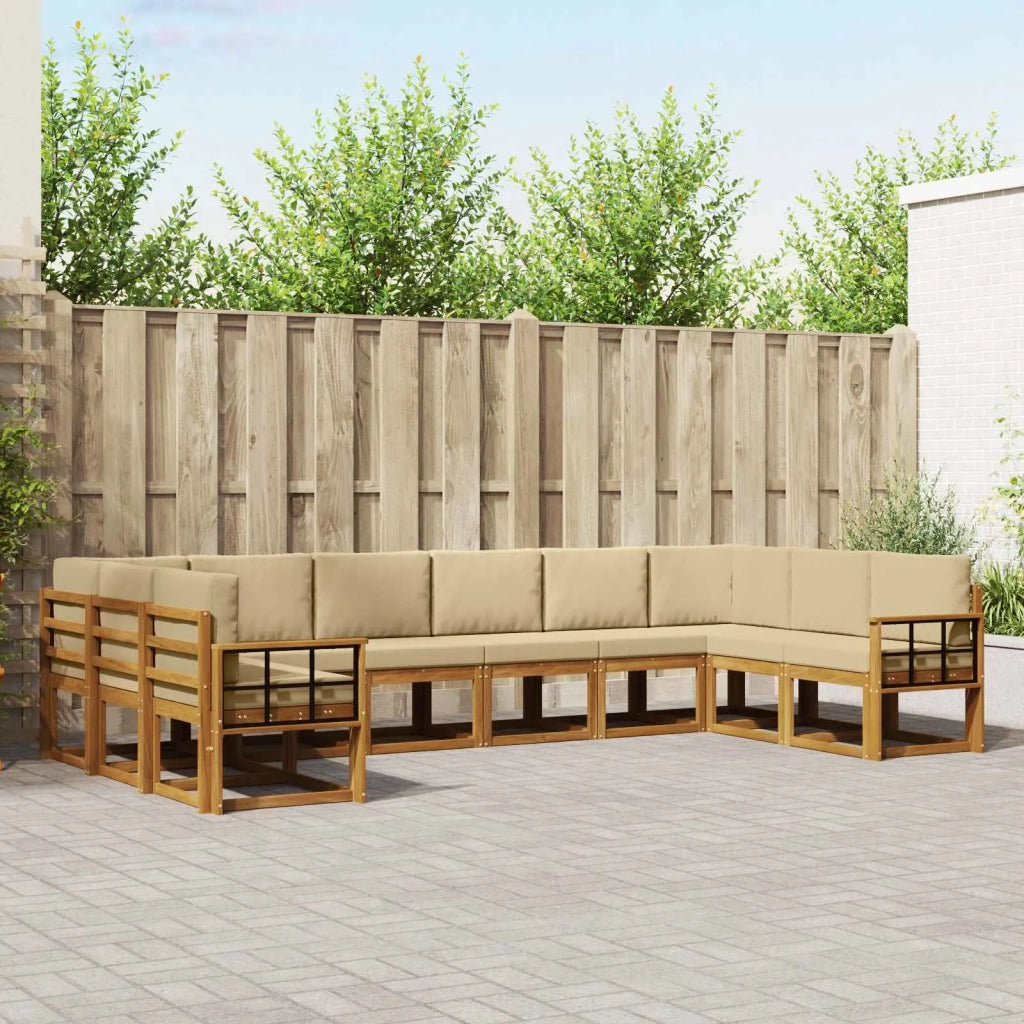 Set di divani da esterno con cuscino 10 pcs Naturale e Beige
