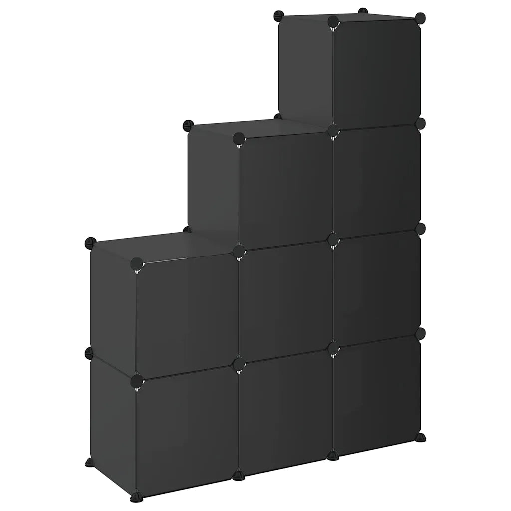 Organizzatore Portaoggetti con 9 Cubi Nero in PP 340547