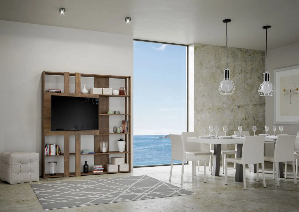 Libreria Moderna 5 Ripiani con Pannello per TV 178x36x204 cm in nobilitato Marrone