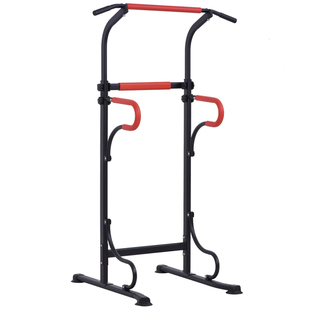 EasyComfort Barra per Trazioni Power Tower Stazione Fitness Multifunzione con Altezza Regolabile 171-219cm Nero Rosso