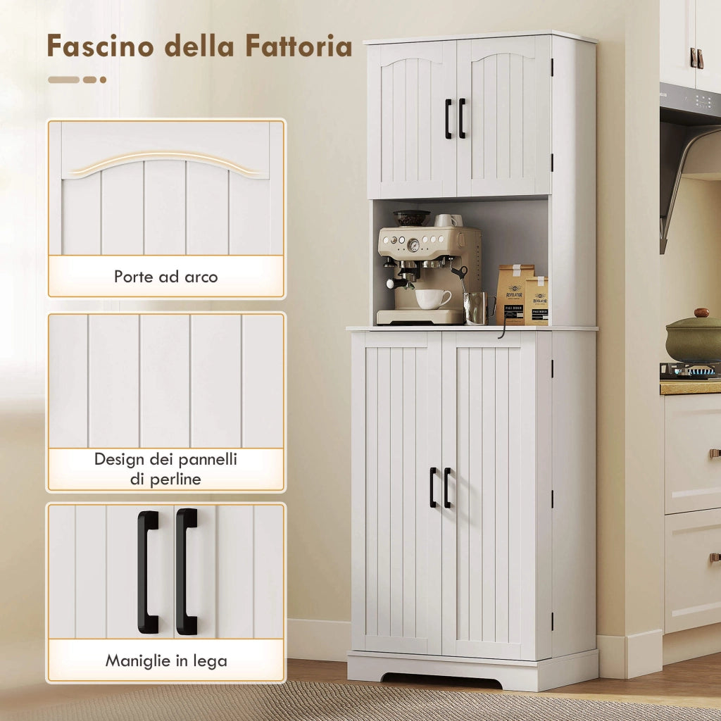 Credenza Cucina Country ¨C zephmum ¨C 2 Armadietti 8 Portaspezie Bianco 60x40x181.5 cm