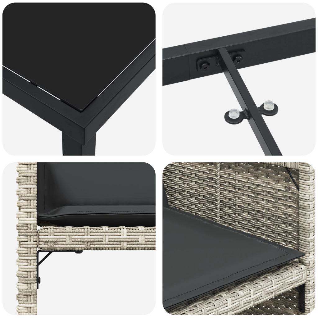 Set di mobili da pranzo da giardino con 9 pezzi e cuscini Grigio chiaro Rattan PE