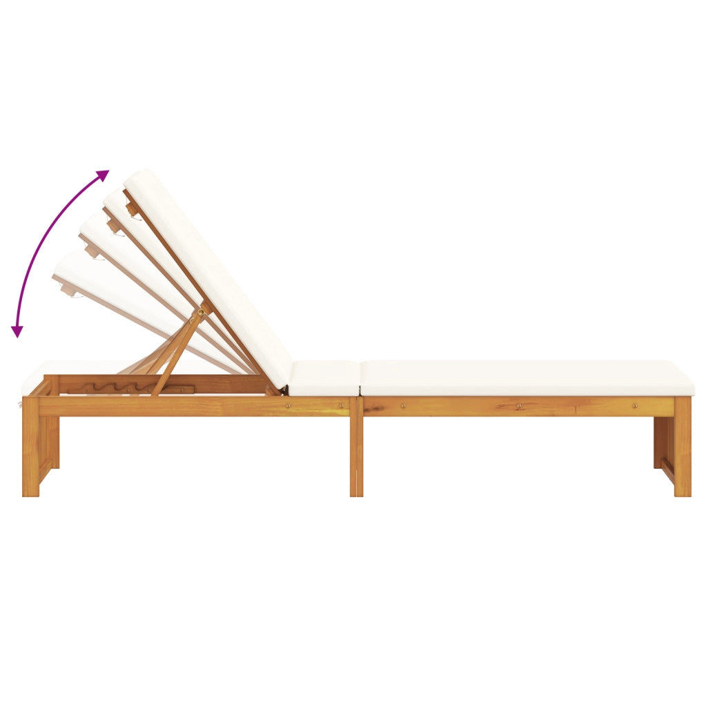 Lettino prendisole con cuscino 200x55x30 cm in legno massello di acacia