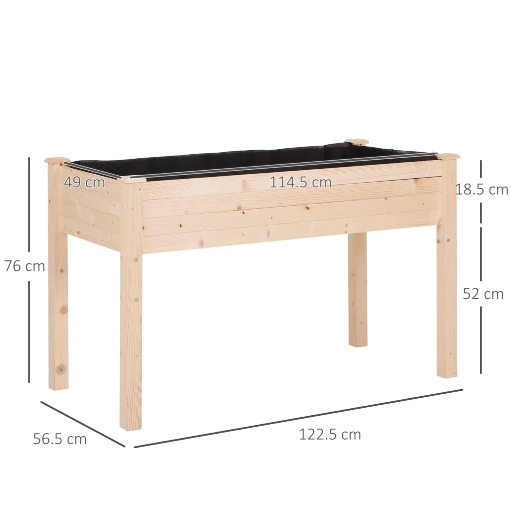 Letto Rialzato per Orto con Tessuto ¨C zephmum ¨C Legno 122.5x56.5x76cm