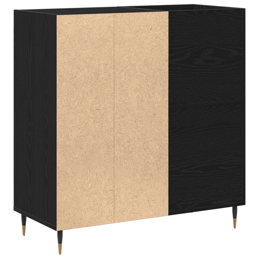 Armadietto per Dischi Nero Rovere 84,5x38x89 cm Legno Ingegnerizzato