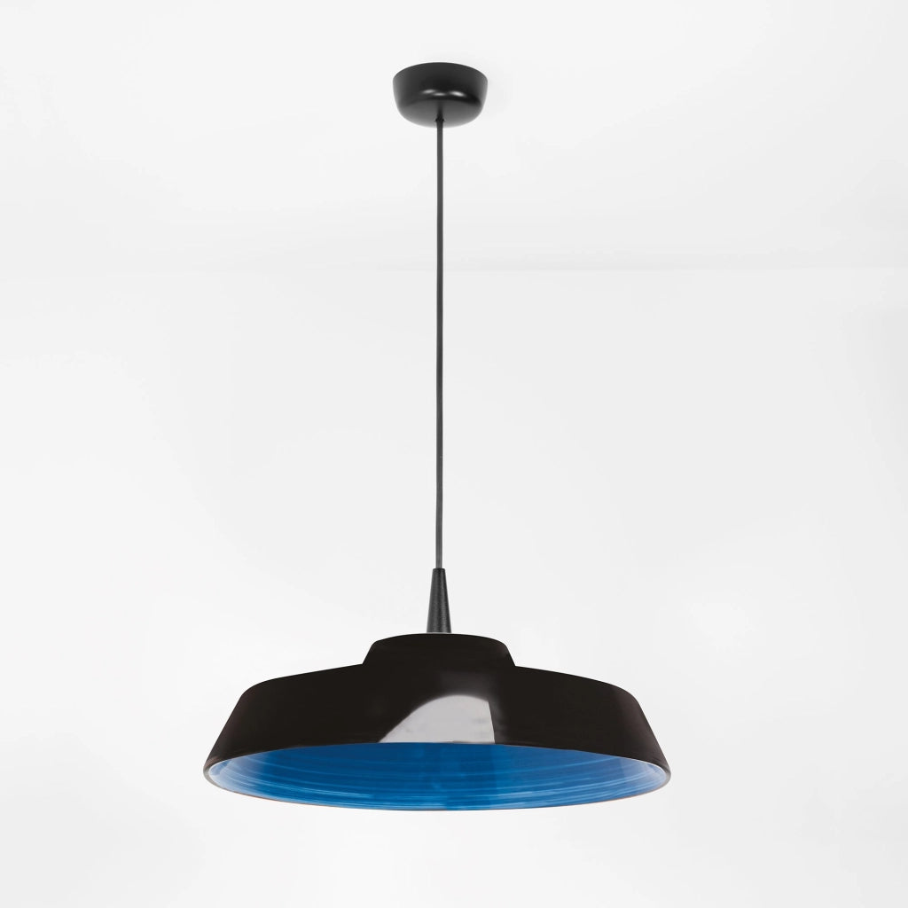 Lampada a sospensione Circus Black Ø 35 cm LED 8W 2700K Blu: illuminazione di design artigianale in ceramica per interni moderni ed eleganti