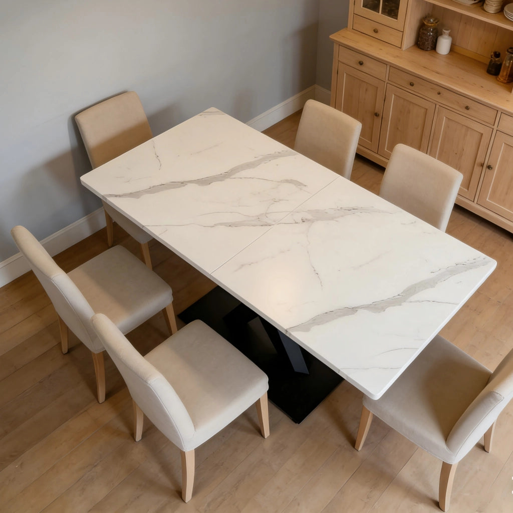 Tavolo da pranzo rettangolare per 6 in MDF e metallo bianco e nero per cucina soggiorno 160 × 80 × 75 cm