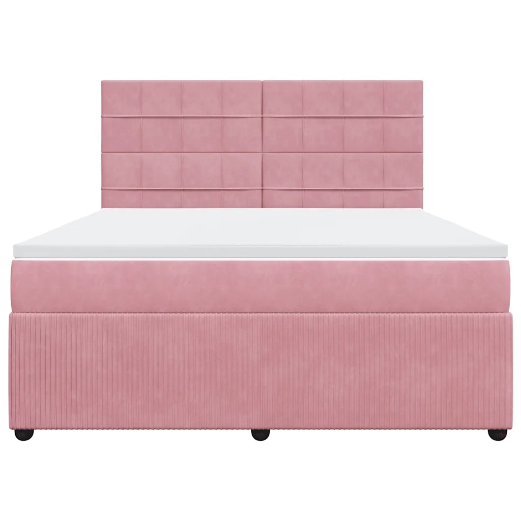 Giroletto a Molle con Materasso Rosa 180x200 cm in Velluto 3292411