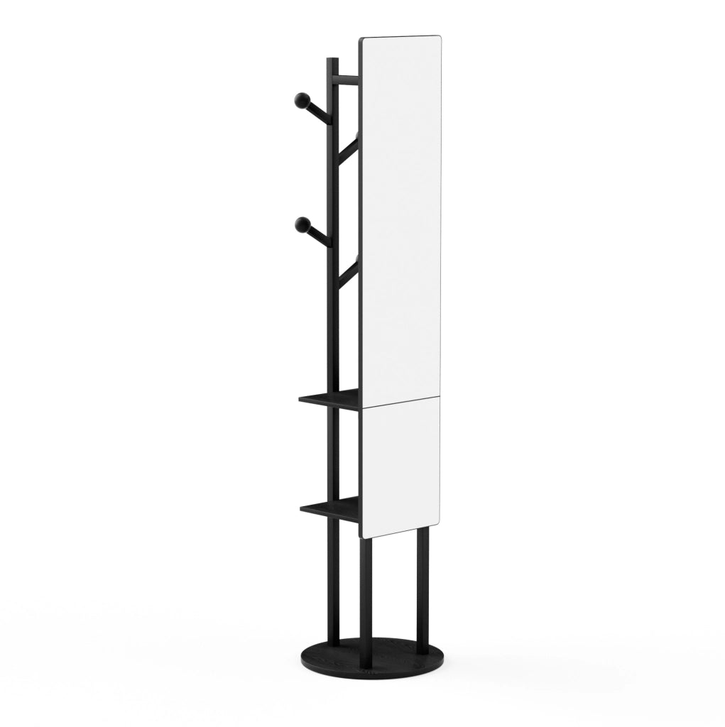 Specchio a figura intera 135x30 cm girevole a 360° con struttura in truciolare e acciaio nero